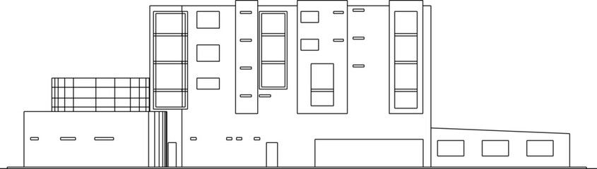 Minimalist modern building illustration vector sketch