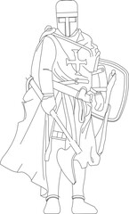 Sketch vector illustration of a medieval knight