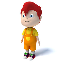 3D Cartoon style Kid 3D rendering on white background
