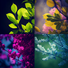 Four spring illustrations made by AI