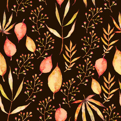 Watercolor seamless pattern. Leaf pattern - 572705821