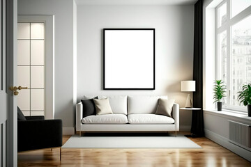 Mockup for poster and paintings, modern luxury room. Generate by AI