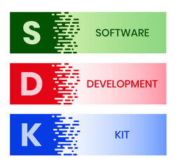 SDK - Software Development Kit acronym. business concept background. vector illustration concept with keywords and icons. lettering illustration with icons for web banner, flyer, landing page