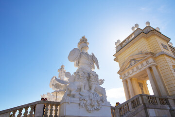 Fototapeta na wymiar Beautiful sunny day, Sch nbrunn Palace, residence in Vienna, Austria. Vacation, travel.