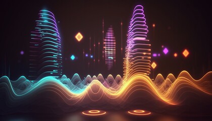 Abstract Sound, Frequency, Band. Post-produced generative AI digital illustration.