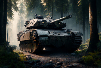 soviet tank in the forest, generative ai