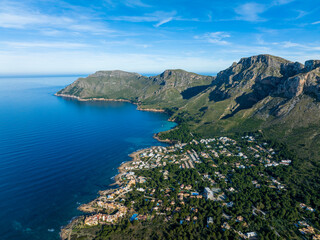 Aerial view, Colonia de Sant Pere near Betlem, Cap Ferrutx., Region Arta, Mallorca, Balearic Islands, Spain