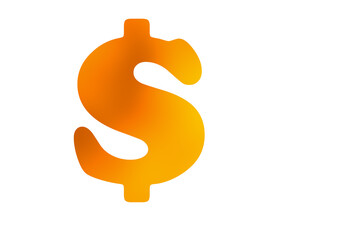 golden dollar sign on white background