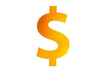 golden dollar sign on white background