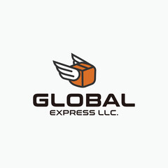 Obraz premium wing box logistic logo design template