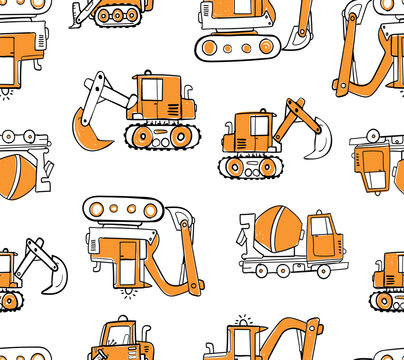 work machines drawing vector toys pattern graphic