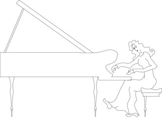 Vector sketch of a female ghost playing music