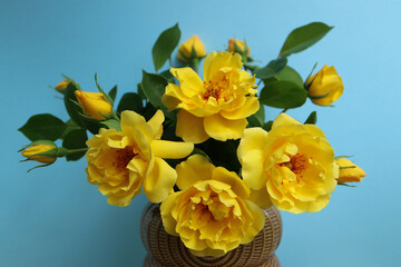 Yellow Roses With Buds In The Vase