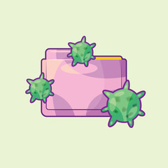 Folder with Virus Illustration Concept in Cartoon Style
