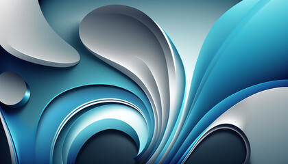 azure blue color abstract background, wavy surface, generative ai
