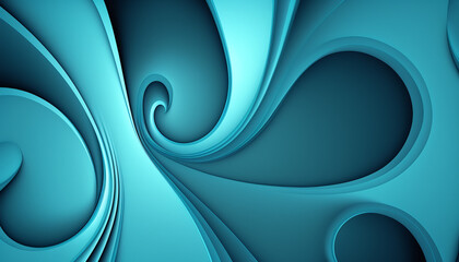 azure blue color abstract background, wavy surface, generative ai