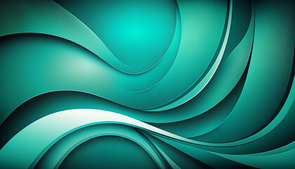 Obraz premium Teal blue color abstract background, wavy surface, generative ai