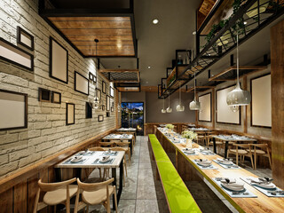 3d render of restaurant cafe interior