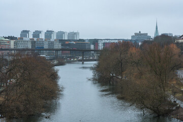 Stockholm, Sweden. Winter's cityscape on an overcast day