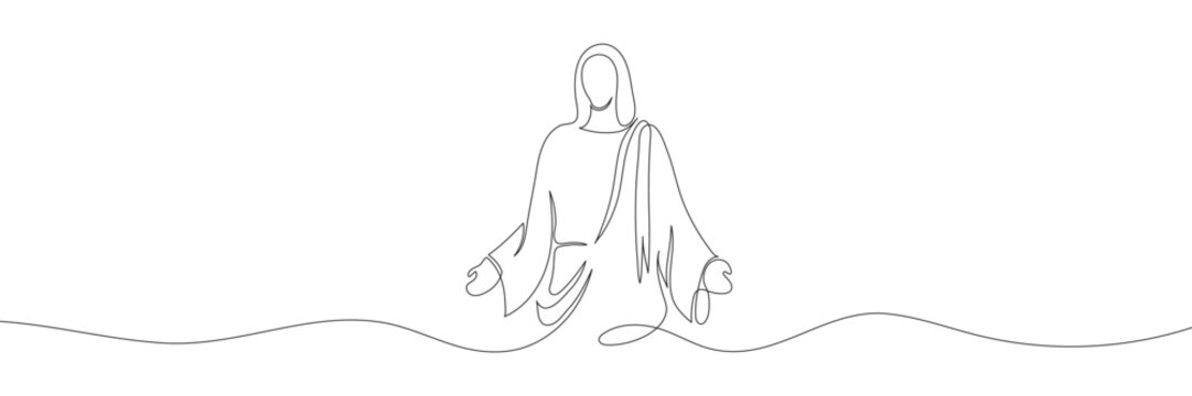 recommend clip art: One continuous line drawing the minimal hand of Jesus Christ. Vector illustration