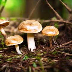 Mushrooms growing in a forest with Generative Ai