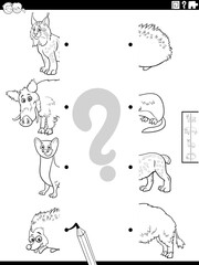 match halves of cartoon animals pictures coloring page