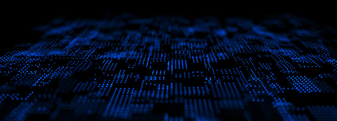 Abstract digital background. Big data visualization. Science background. Technological background. Matrix. 3D rendering.