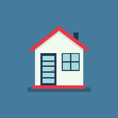 House flat icon. Flat style vector illustration on blue background.