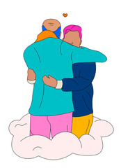 Bald lolo/ grandpa hugging person on a cloud (1)