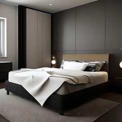 Fototapeta na wymiar Modern minimalist bedroom interior
