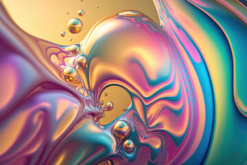 Obraz premium Psychedelic multicolored background abstract. Rainbow colors. patterns background. Photo macro shot of soap bubbles Generative AI