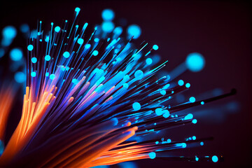 Optical fiber cable created with Generative Ai - obrazy, fototapety, plakaty