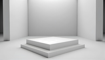 AI Generated, Empty Podium Stage in the black and white two tones with spot-lighting.