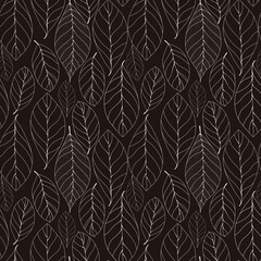 Digital hand-drawn floral seamless pattern. Leaf pattern - 572720457