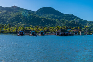 A view of beach huts in Amber Cove, Dominion Republic on a bright sunny morning