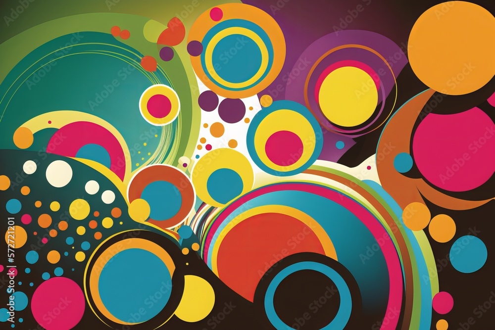 Aufkleber an abstract oasis: a background of colorful circles and curls - generative ai