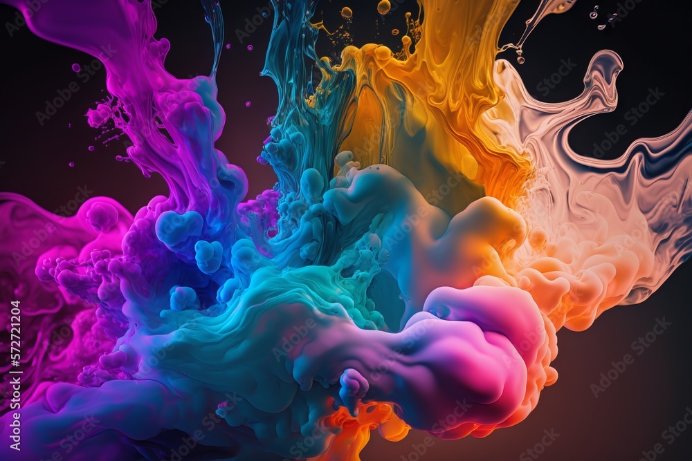 Poster splash of style: an abstract background of colorful paint in water - generative ai
