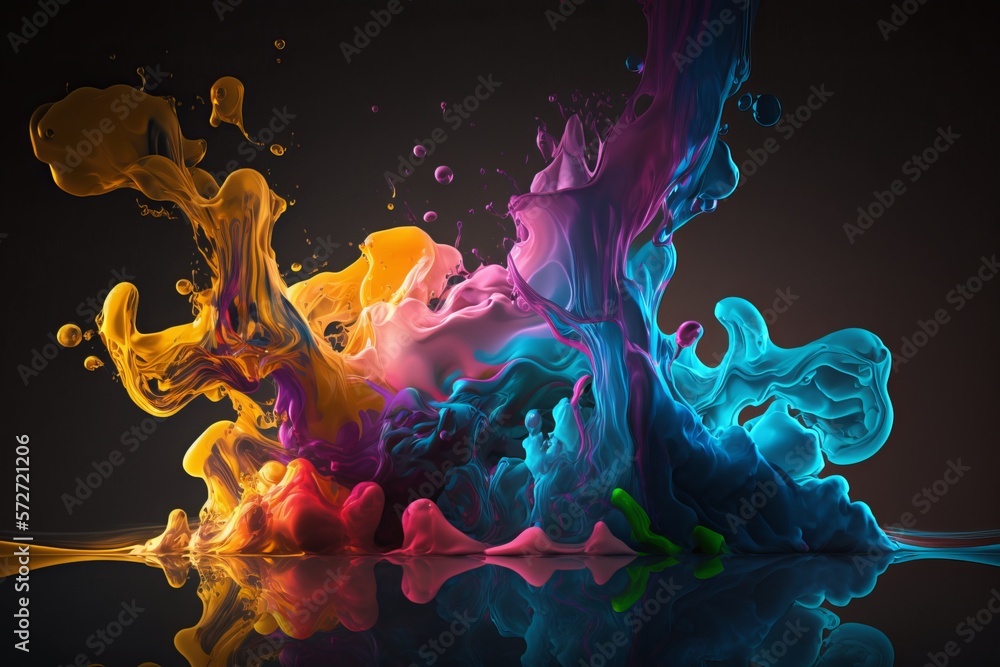 Poster an ocean of art: an abstract background of paint in rolling waves - generative ai