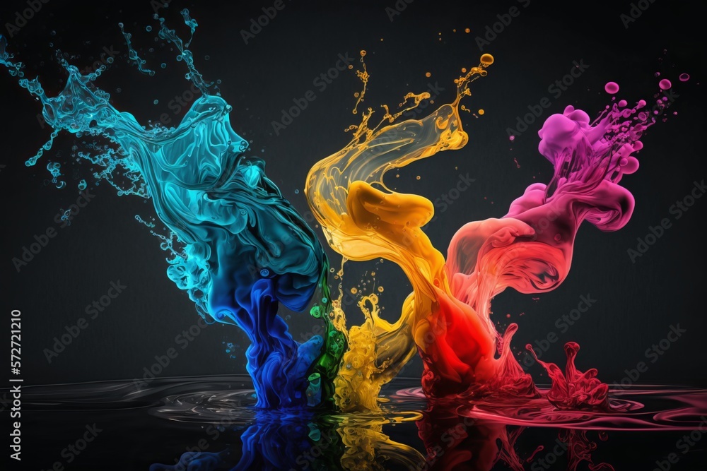 Aufkleber a pool of perception: an abstract background of paint in a calm body of water - generative ai