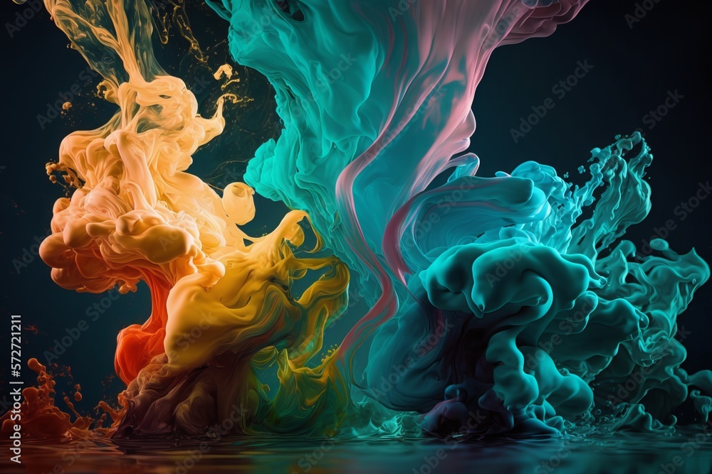 Poster a stream of expression: an abstract background of paint in a river of water - generative ai