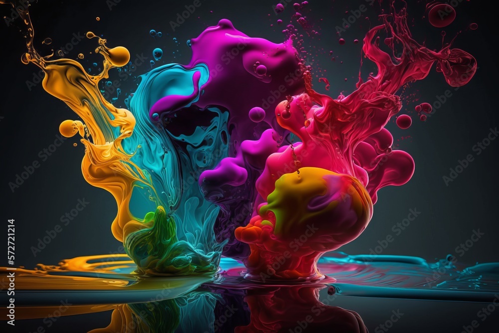 Poster an ocean of creativity: an abstract background of paint in rolling waves - generative ai