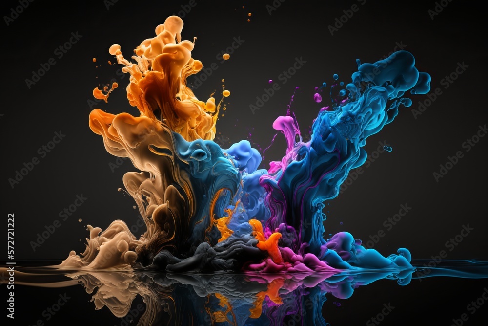 Poster a brush with the abstract: an abstract background of paint in a body of water - generative ai