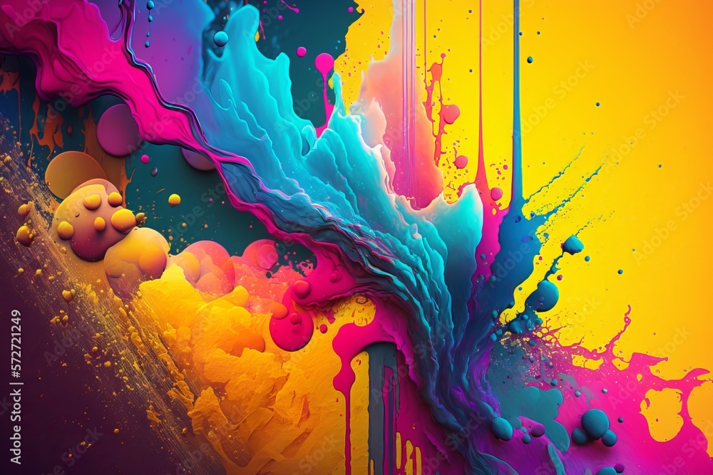 Poster an abstract symphony: a background of colorful pulling oil sprays - generative ai