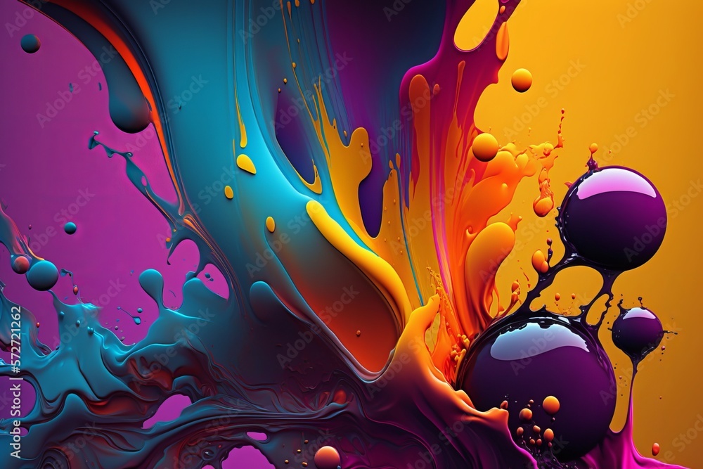 Poster a colorful cascade: an abstract background of pulling oil sprays - generative ai