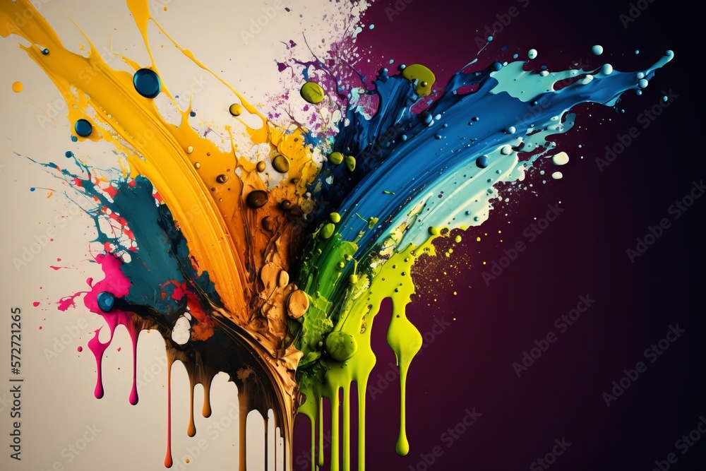 Poster a colorful flow of oil: an abstract background of pulled sprays - generative ai