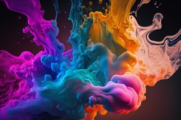 Splash of Style: An Abstract Background of Colorful Paint in Water - Generative AI
