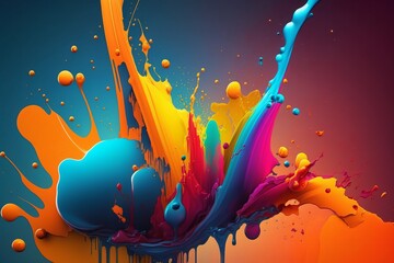 A Burst of Color: An Abstract Background of Pulling Oil Sprays - Generative AI
