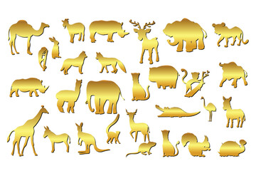 wild animals gold silhouette.