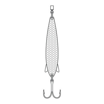 recommend clip art: Fishing Lure Outline Icon Illustration on Isolated White Background