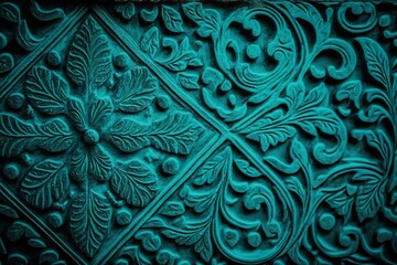 A Oceanic Oasis: A Beautiful Abstract Turquoise Wall Background with Decorative Texture - Generative AI